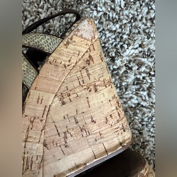 Prada Snake print strappy sandals cork wedge size 38.5 Chic Mob Wife - Picture 7 of 15